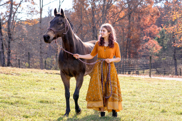 girl with her horse on farm Georgia